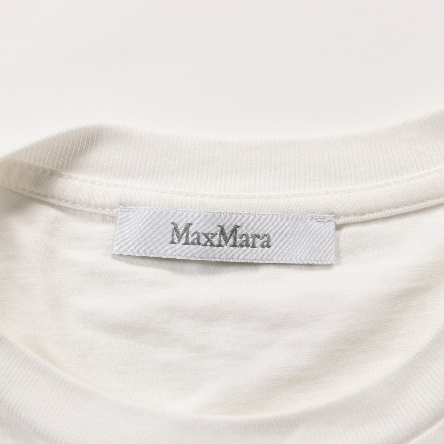 Tシャツ クルーネック 刺繍 コットン オフホワイト マックスマーラ トップス Max Mara