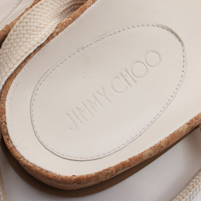 GAL FLAT サンダル ラフィア レザー ベージュ オフホワイト ジミーチュウ シューズ JIMMY CHOO