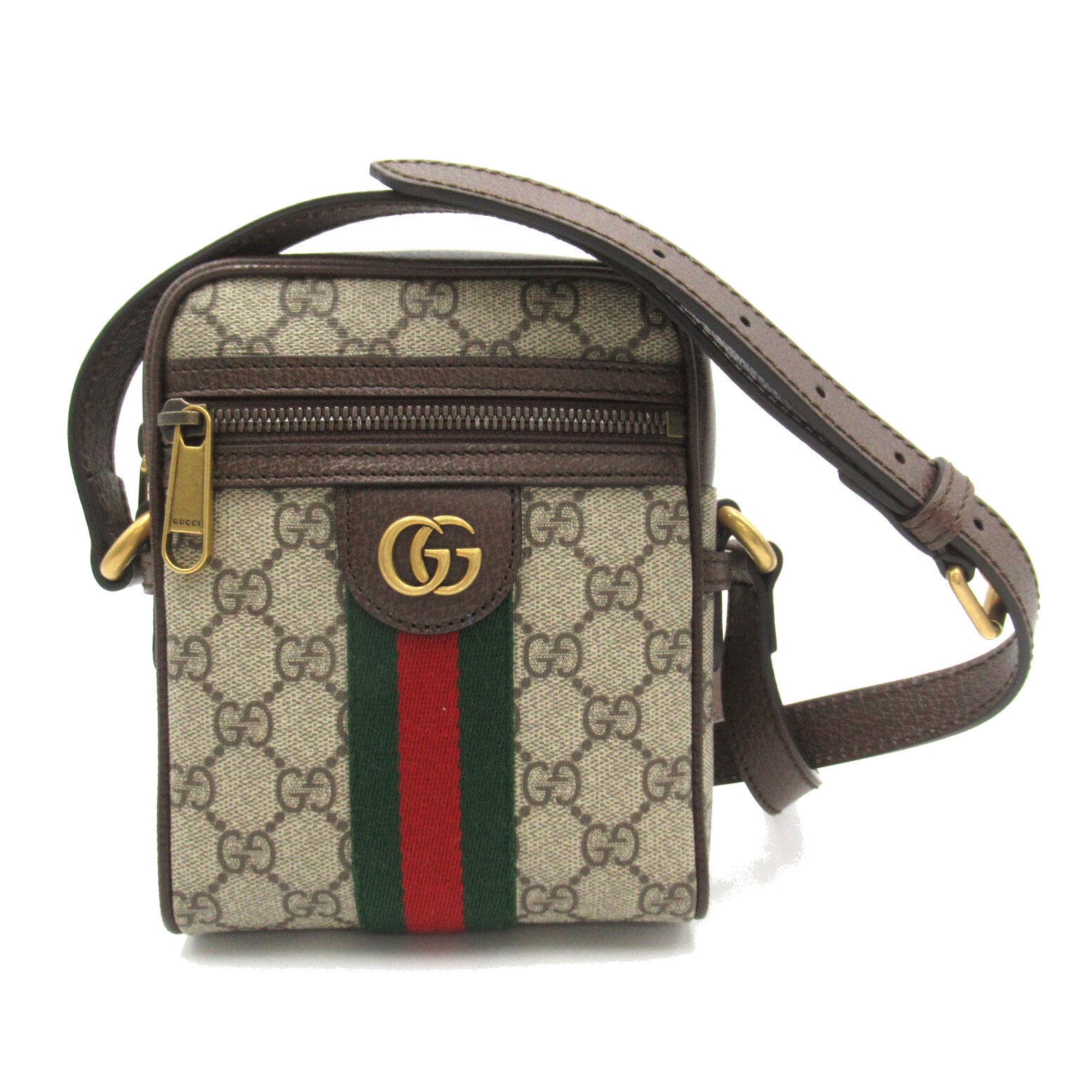 GGスプリームショルダーバッグ ショルダーバッグ PVCコーティングキャンバス レザー ブラウン グッチ バッグ GUCCI