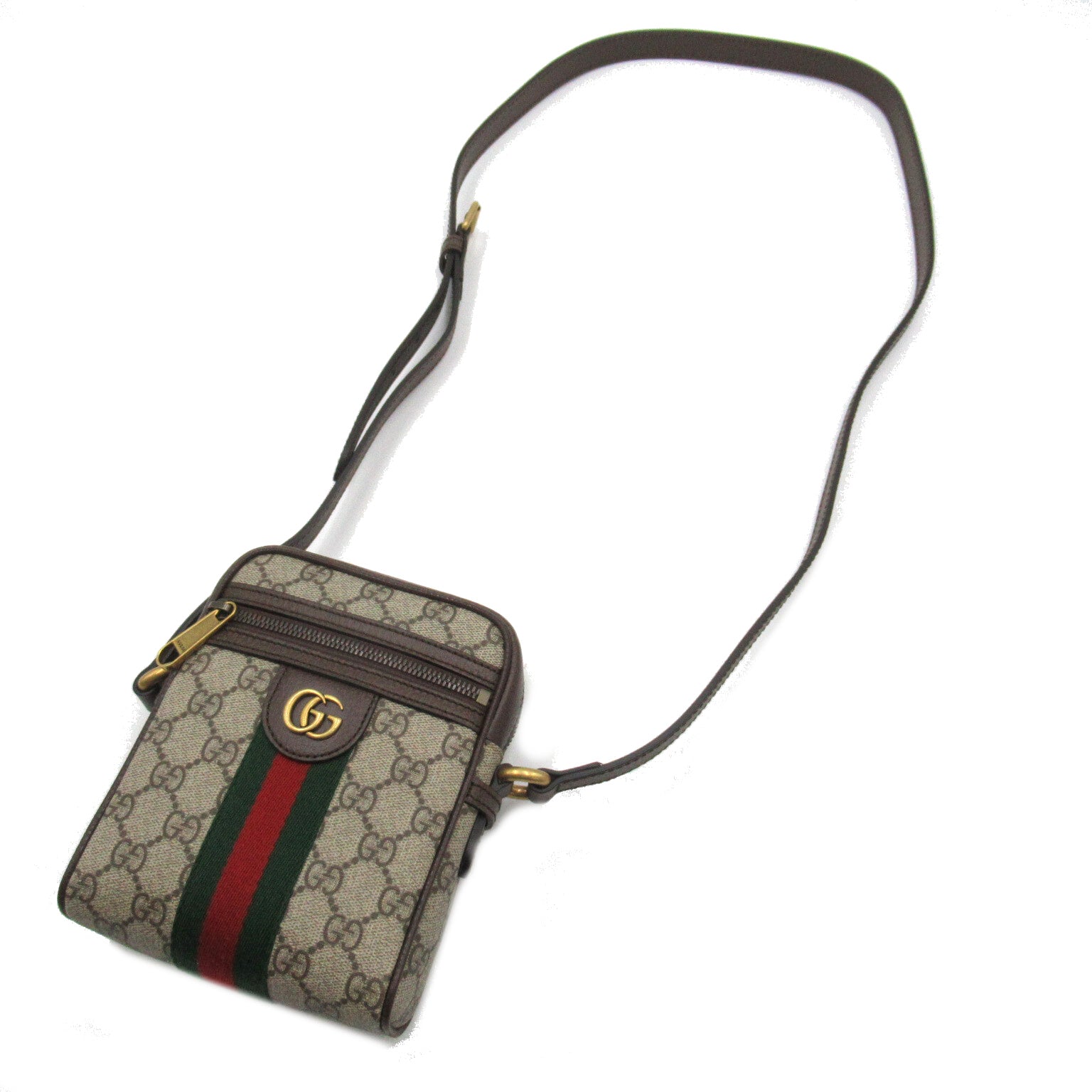 GGスプリームショルダーバッグ ショルダーバッグ PVCコーティングキャンバス レザー ブラウン グッチ バッグ GUCCI