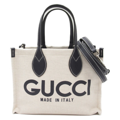 2Wayトートバッグ ハンドバッグ トートバッグ キャンバス レザー ネイビー ナチュラル グッチ バッグ GUCCI