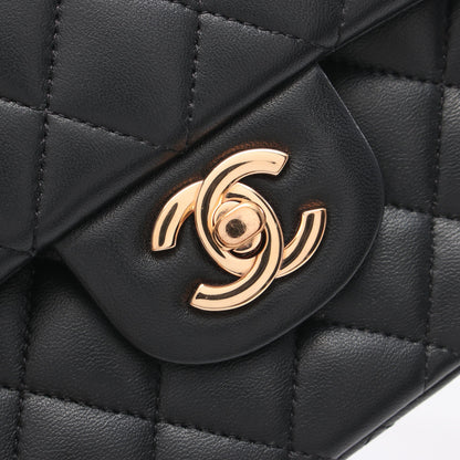 マトラッセ Wフラップ Wチェーンショルダーバッグ ラムスキン ブラック ゴールド金具 シャネル バッグ CHANEL