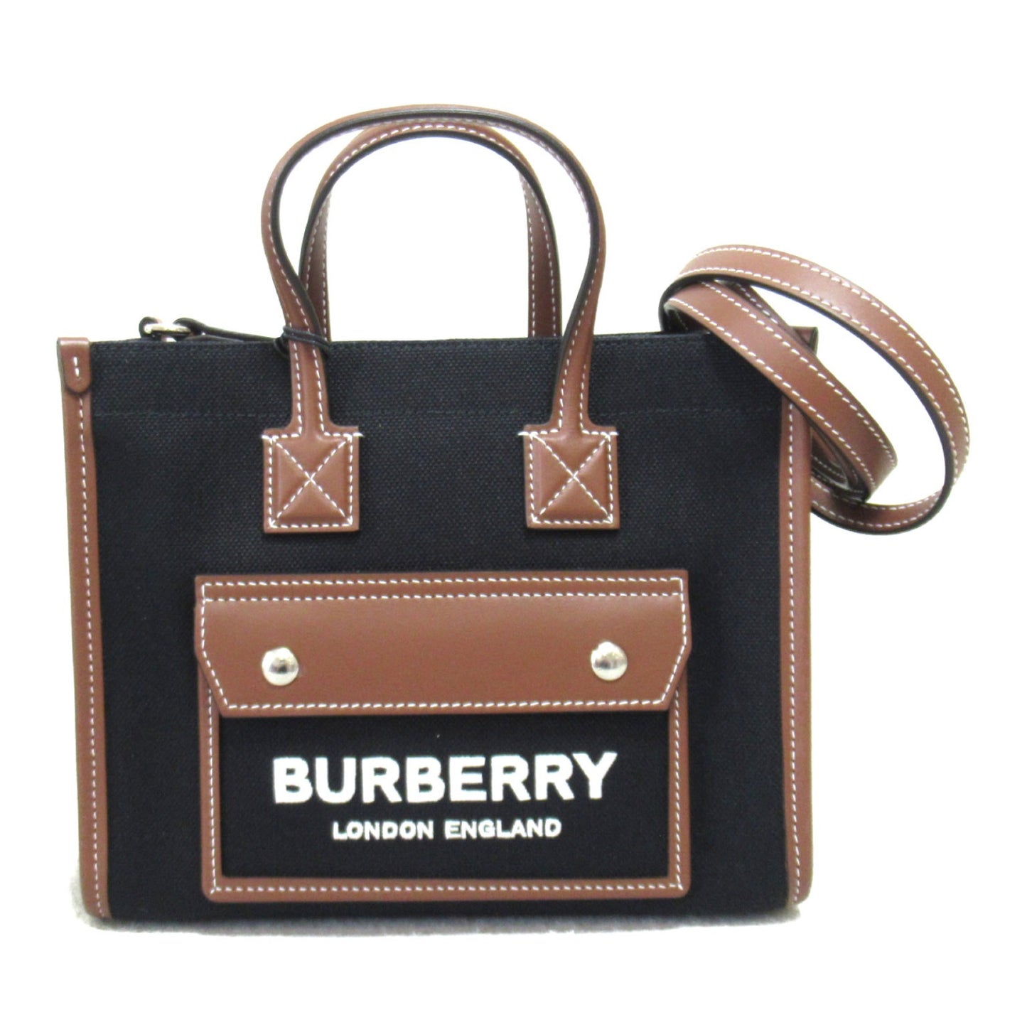 2wayショルダーバッグ ショルダーバッグ キャンバス レザー ブラック ブラック/タン バーバリー バッグ BURBERRY