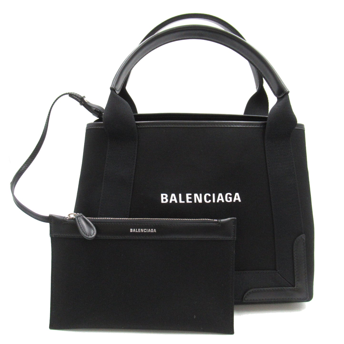 ネイビー スモール カバス ハンドバッグ トートバッグ キャンバス ブラック バレンシアガ バッグ BALENCIAGA