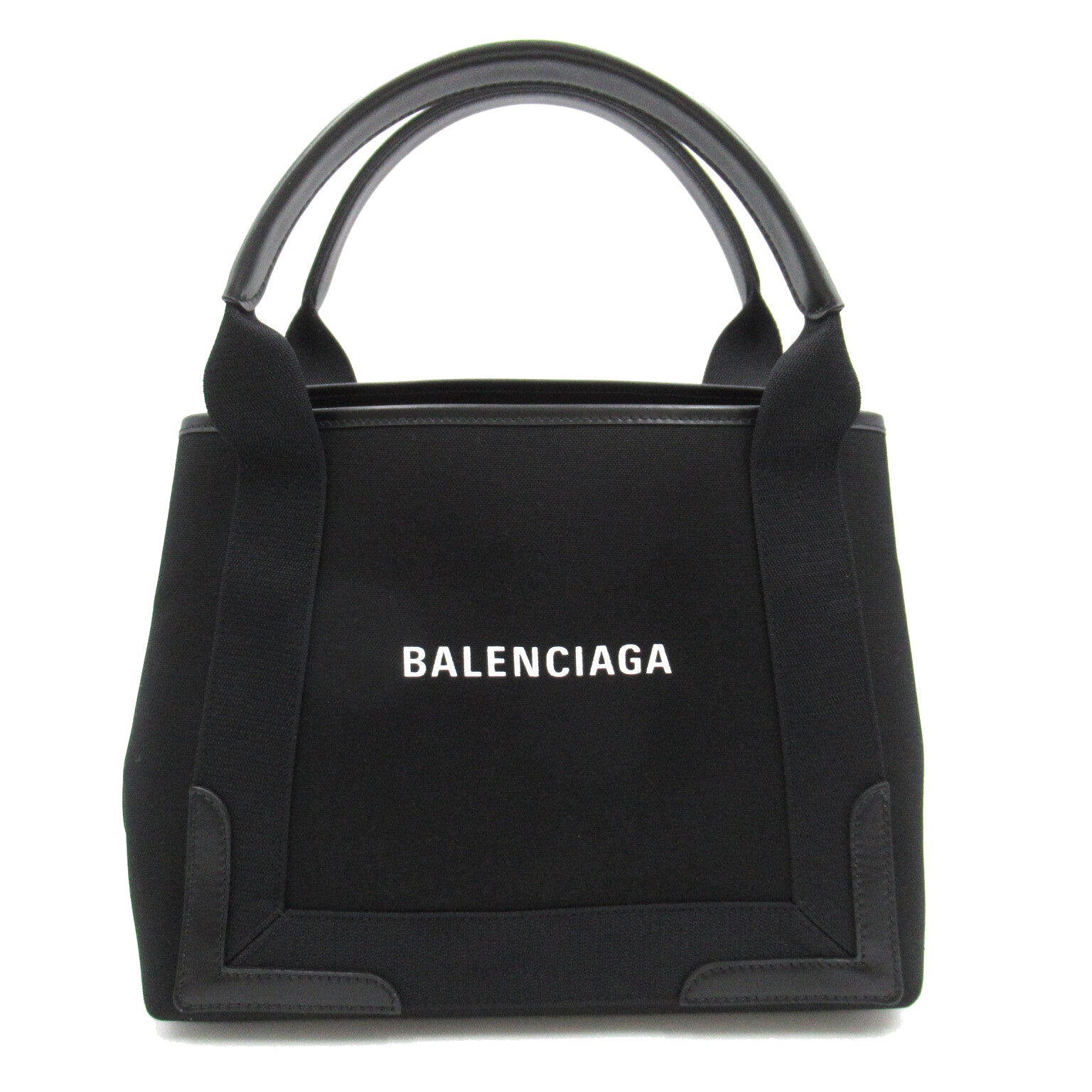 ネイビー スモール カバス ハンドバッグ トートバッグ キャンバス ブラック バレンシアガ バッグ BALENCIAGA