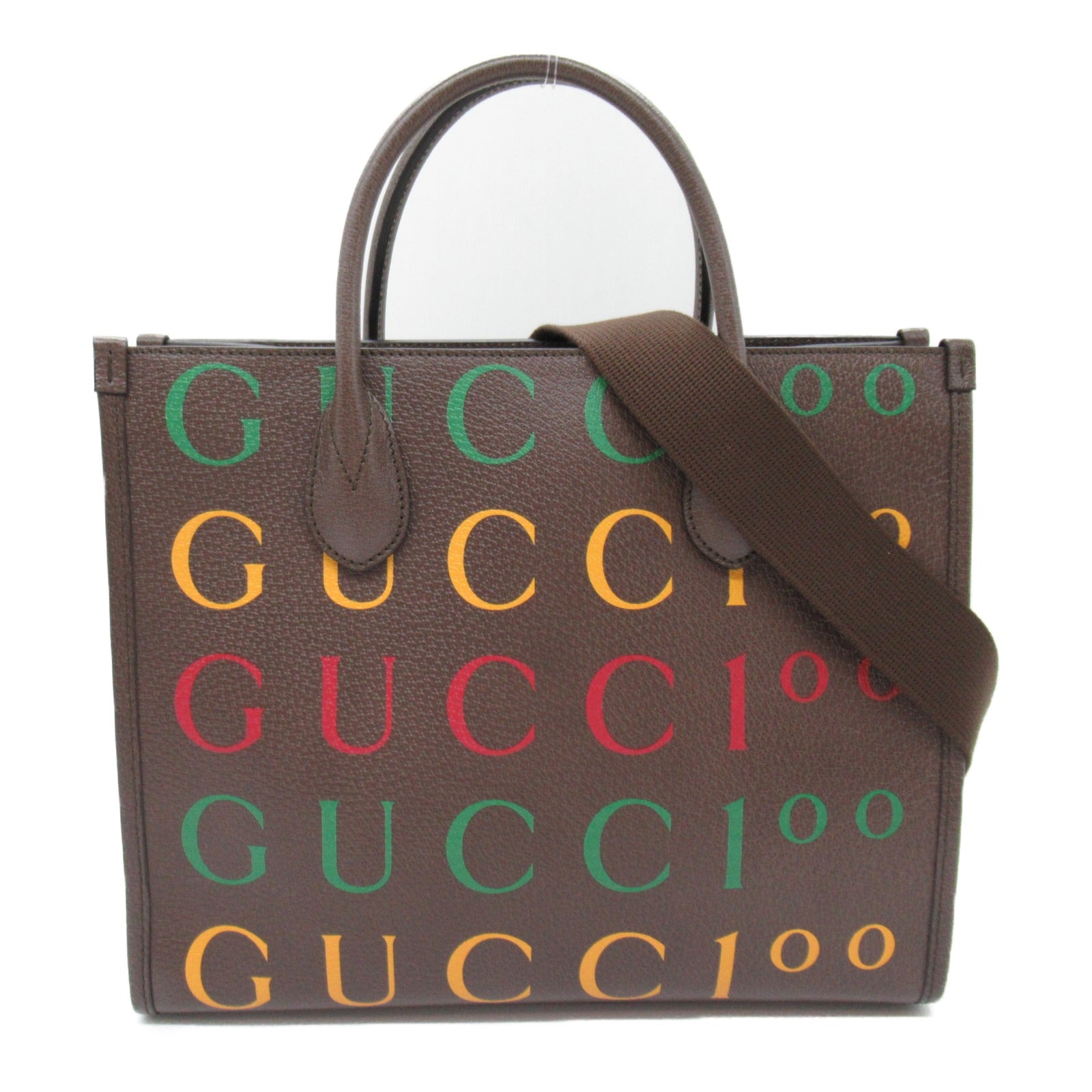 GUCCI 100 2Wayトート ハンドバッグ トートバッグ GGキャンバス ブラウン グッチ バッグ GUCCI