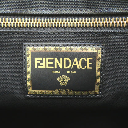 2way ロゴ トートバッグ ハンドバッグ トートバッグ キャンバス ブラック ゴールド フェンディ バッグ FENDI