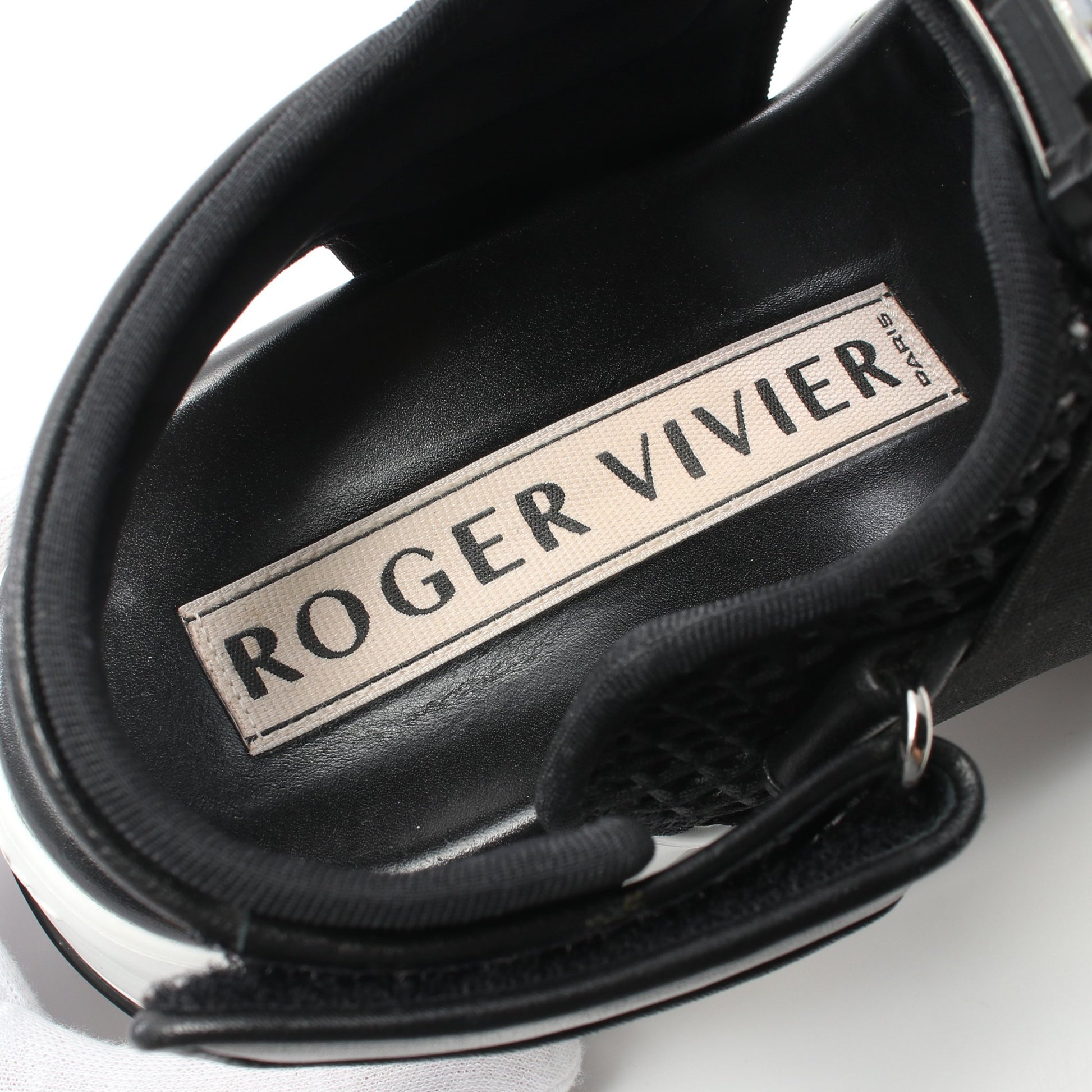 ヴィヴラン サンダル レザー ブラック ビジュー ベルクロ ロジェヴィヴィエ シューズ Roger Vivier