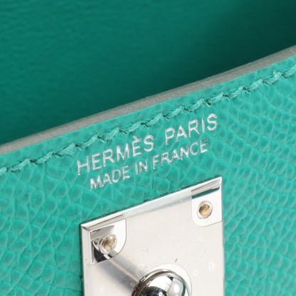 ケリーミニ2 ミニドゥ ハンドバッグ ヴォーエプソン グリーン シルバー金具 B刻印 エルメス バッグ HERMES