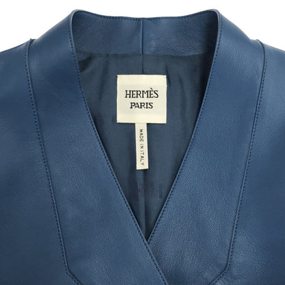 ジャケット ジャケット レザー ブルー エルメス アウター HERMES