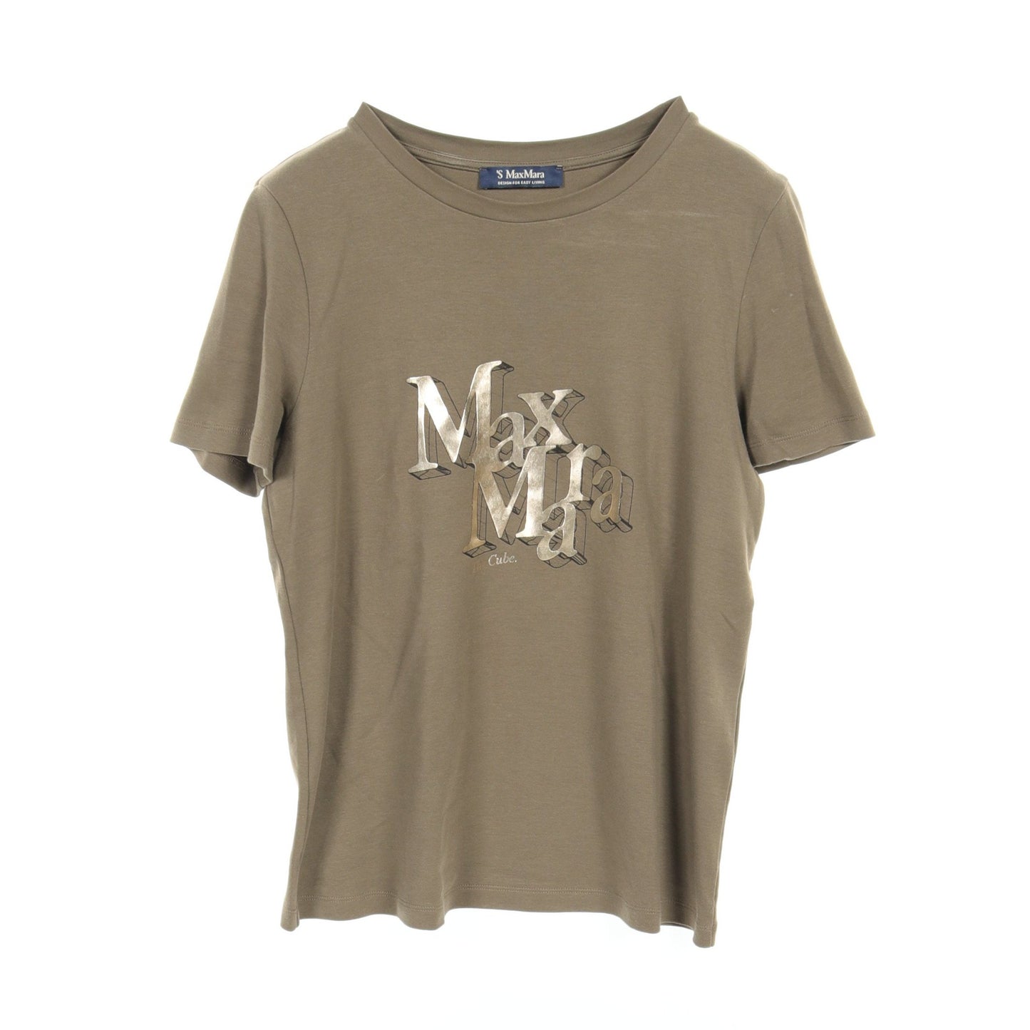 ONDA Tシャツ クルーネック ロゴプリント コットン カーキグリーン エスマックスマーラ トップス S Max Mara