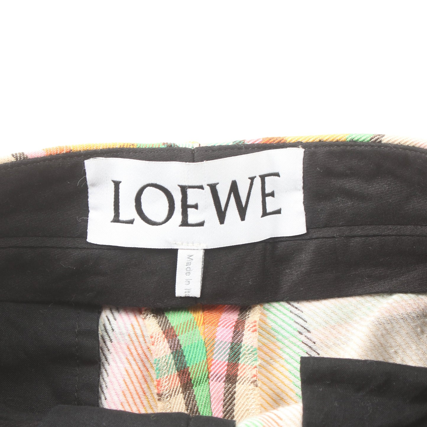 パンツ チェック レーヨン ベージュ マルチカラー ロエベ ボトムス LOEWE