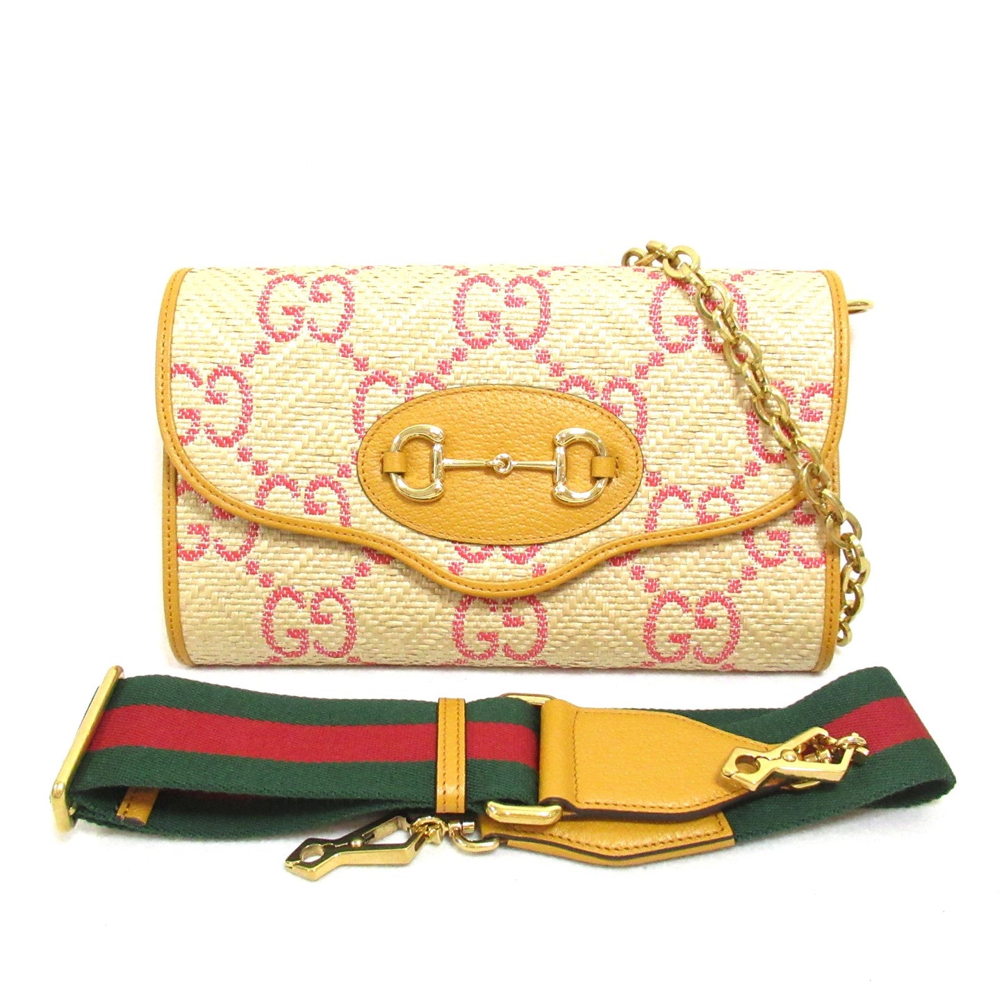 ショルダーバッグ ショルダーバッグ レザー ストロー ベージュ イエロー グッチ バッグ GUCCI