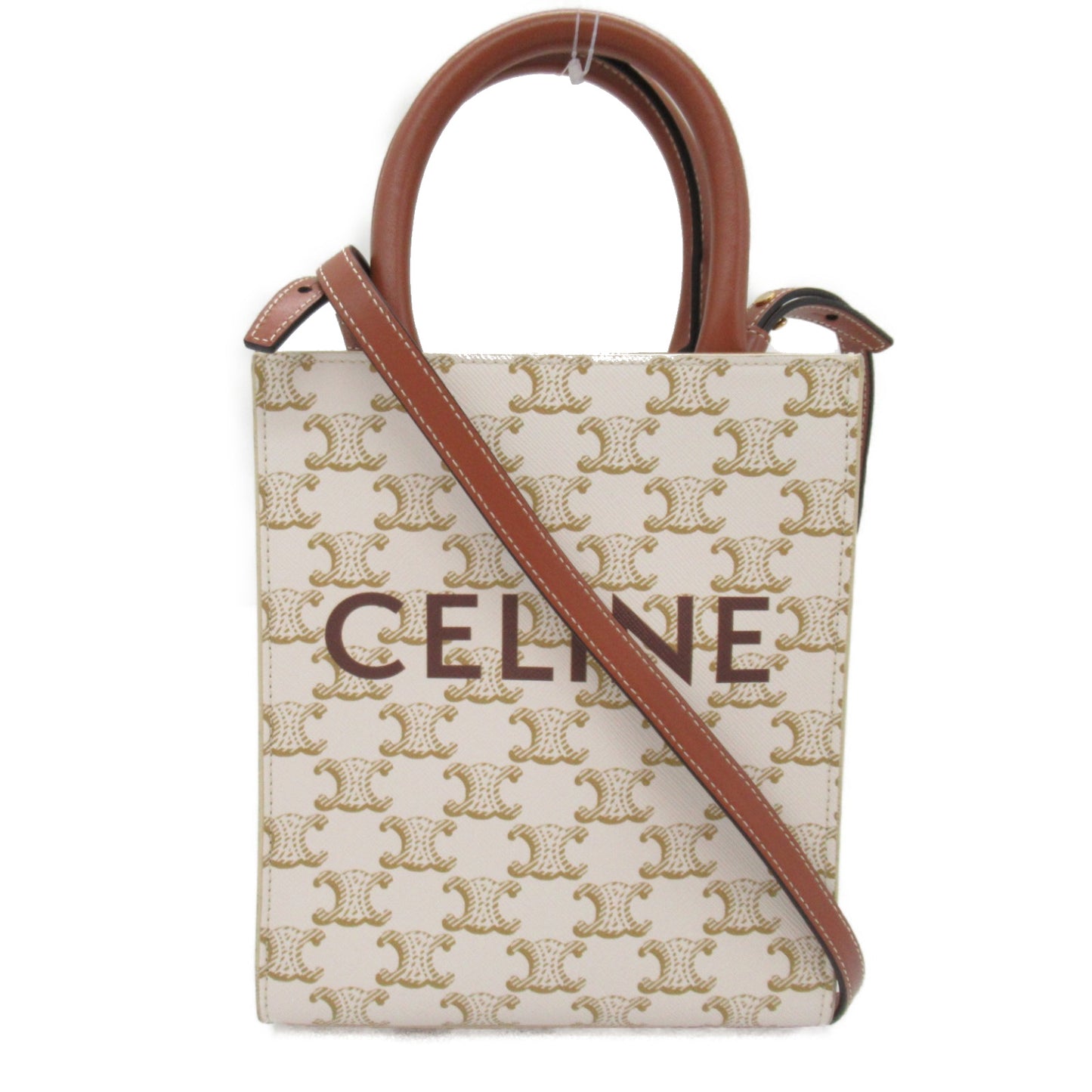 バーティカルカバ 2wayショルダーバッグ ショルダーバッグ PVCコーティングキャンバス ホワイト ブラウン セリーヌ バッグ CELINE