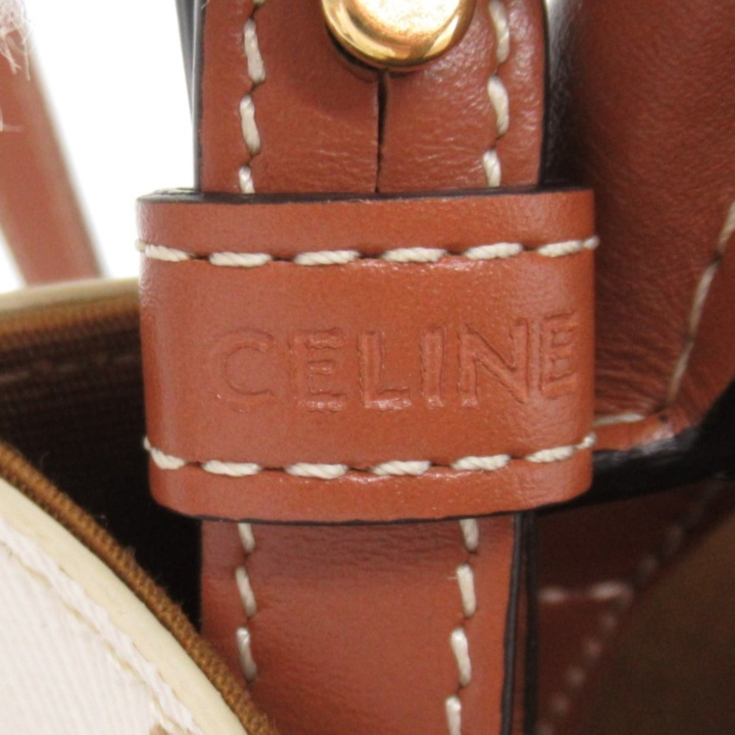 バーティカルカバ 2wayショルダーバッグ ショルダーバッグ PVCコーティングキャンバス ホワイト ブラウン セリーヌ バッグ CELINE