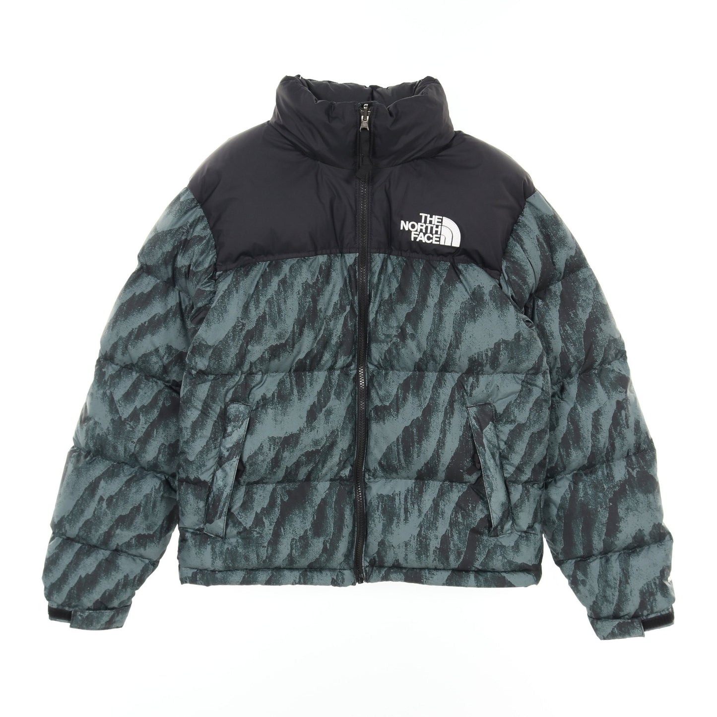 PRINTED 1996 RETRO NUPTSE JACKET ダウンジャケット グリーン ブラック フード付き ザノースフェイス アウター THE NORTH FACE