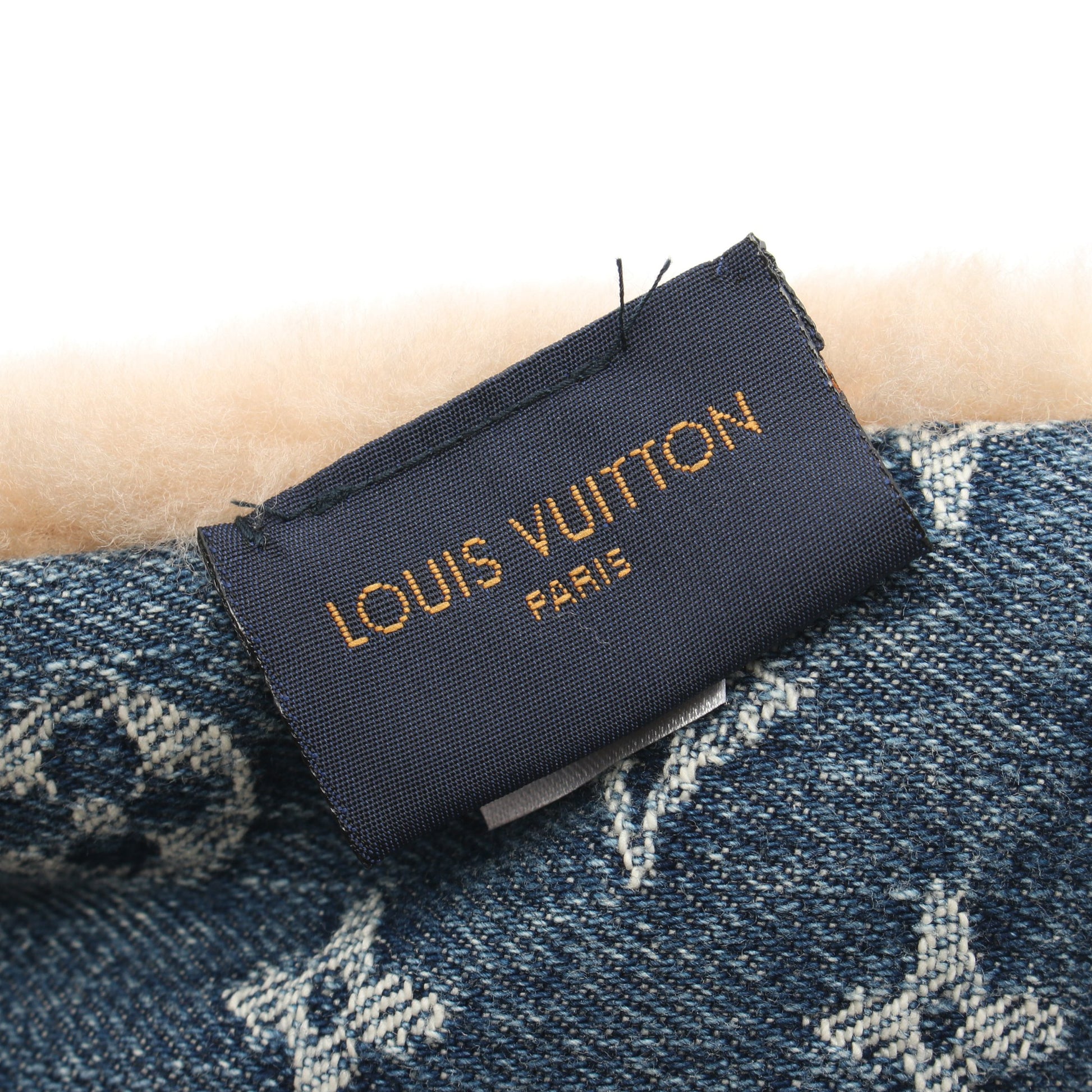 Louis Vuitton × NIGO エシャルプ シアリング デニム マフラー シアリング コットン ベージュ インディゴブルー ルイヴィトン 財布・小物 LOUIS VUITTON