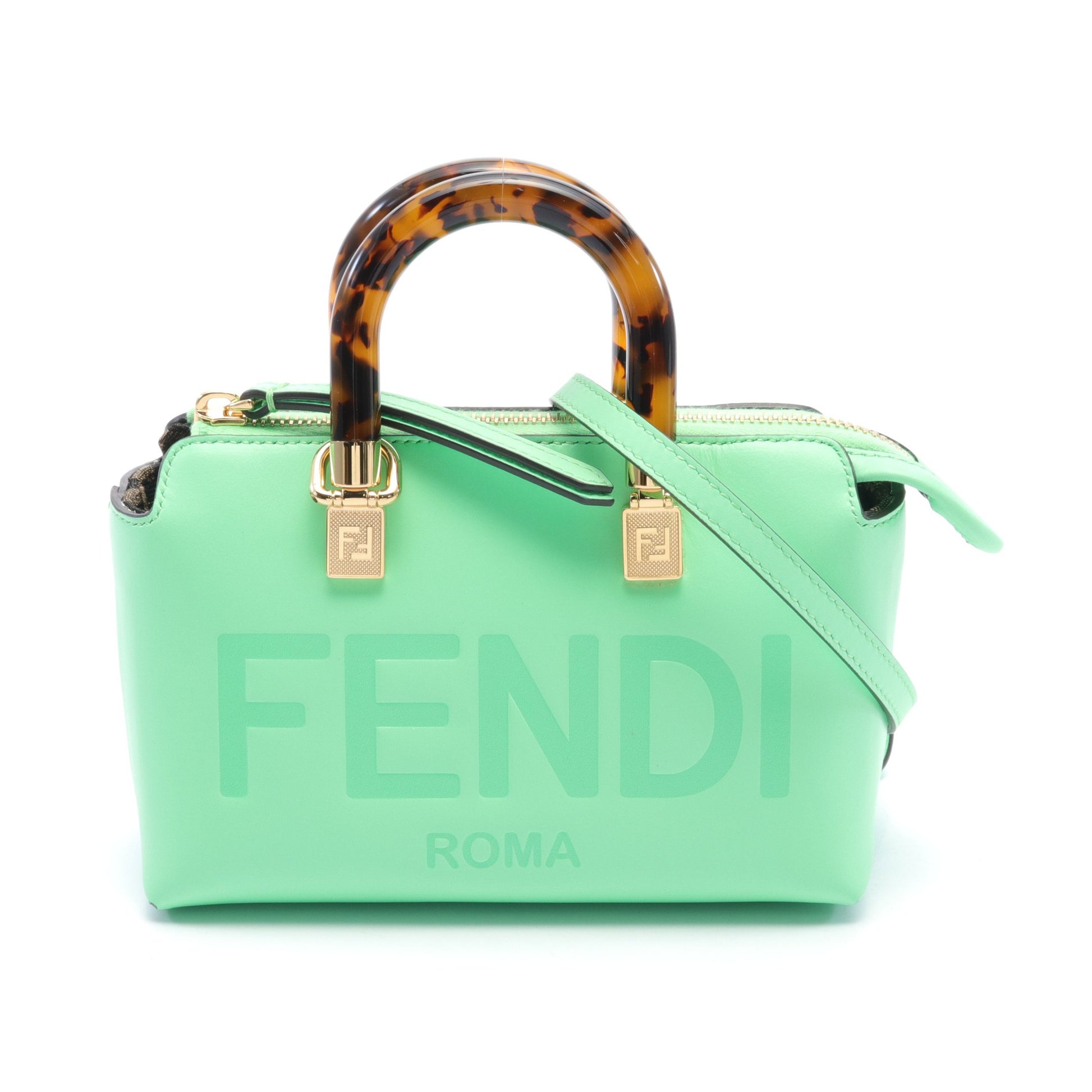 バイザウェイ ミニ ハンドバッグ レザー グリーン 2WAY フェンディ バッグ FENDI