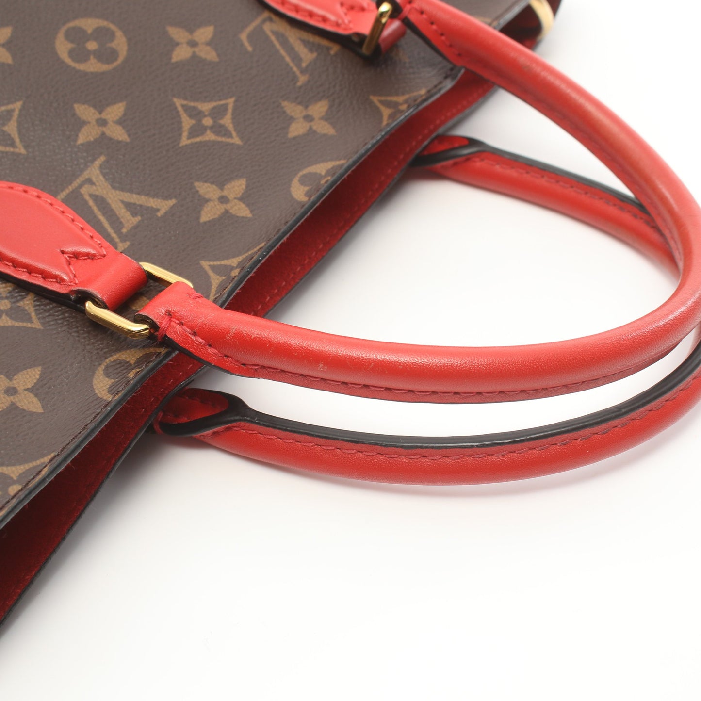 フラワー トート モノグラム コクリコ ハンドバッグ トートバッグ PVC レザー ブラウン レッド 2WAY ルイヴィトン バッグ LOUIS VUITTON