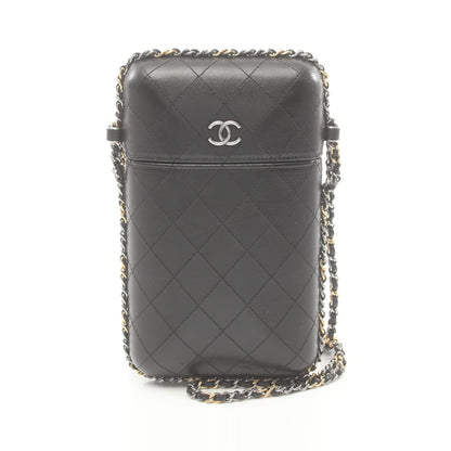 マトラッセ フォンケース チェーンショルダーバッグ レザー ブラック コンビ金具 シャネル バッグ CHANEL