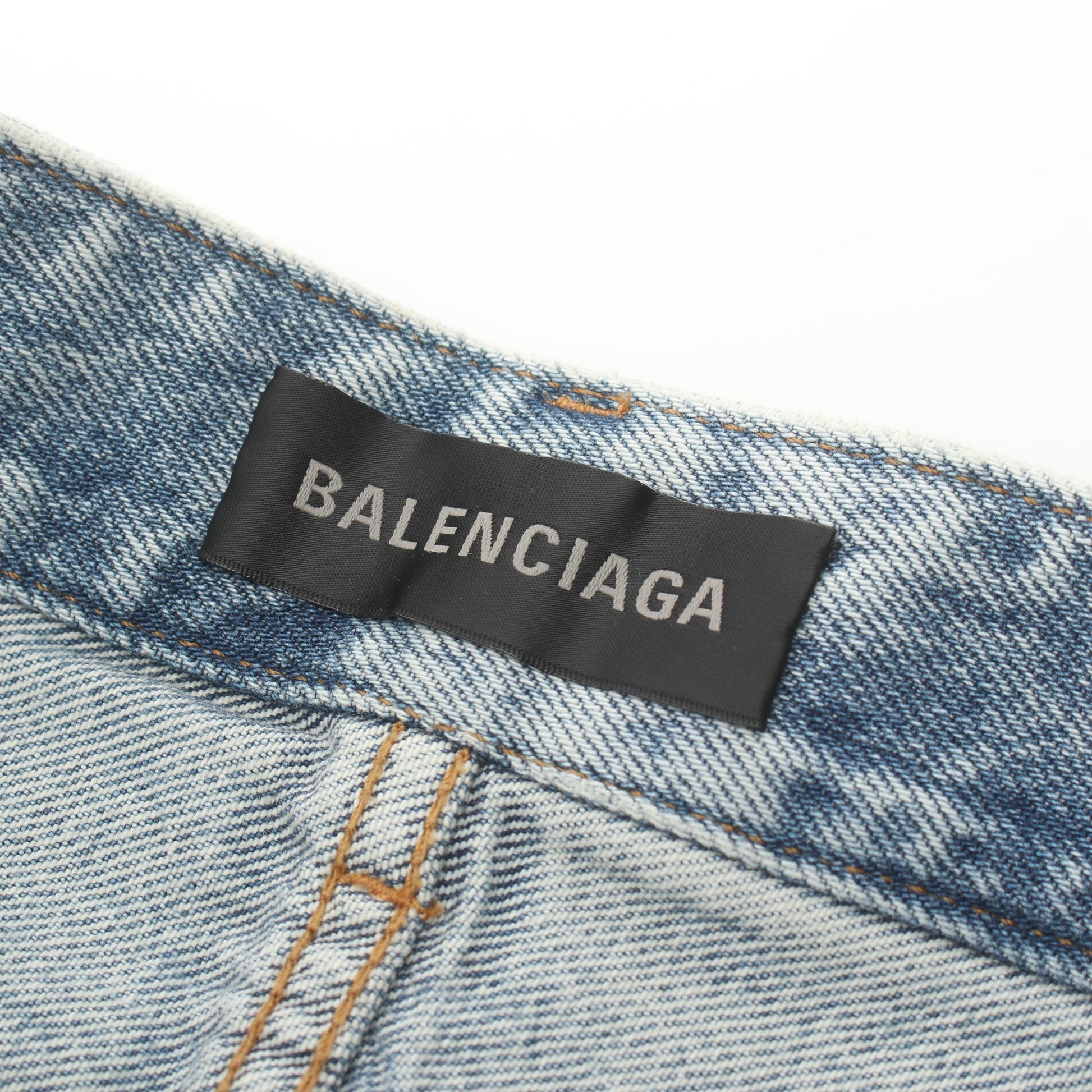 ミニ デニムスカート 総柄 コットン ライトブルー バレンシアガ ボトムス BALENCIAGA