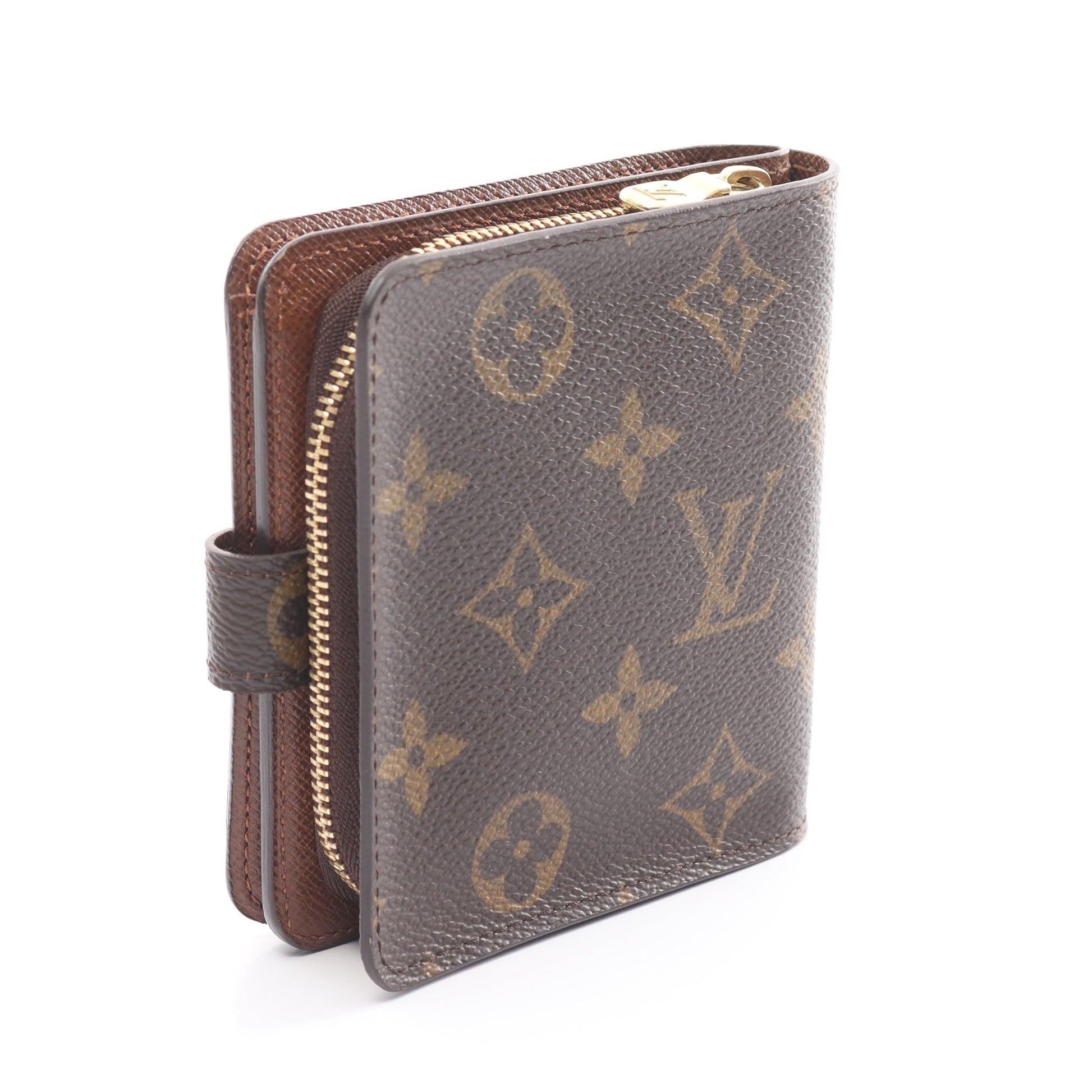 コンパクトジップ モノグラム 二つ折り財布 PVC ブラウン ルイヴィトン 財布・小物 LOUIS VUITTON