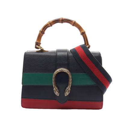 バンブー ディオニュソス ミディアム ハンドバッグ レザー ネイビー マルチカラー 2WAY グッチ バッグ GUCCI