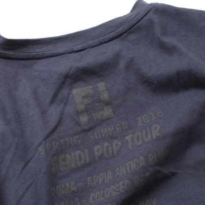 ポップツアー テスタッチョ ベイ Tシャツ コットン ネイビー スパンコール ビジュー フェンディ トップス FENDI