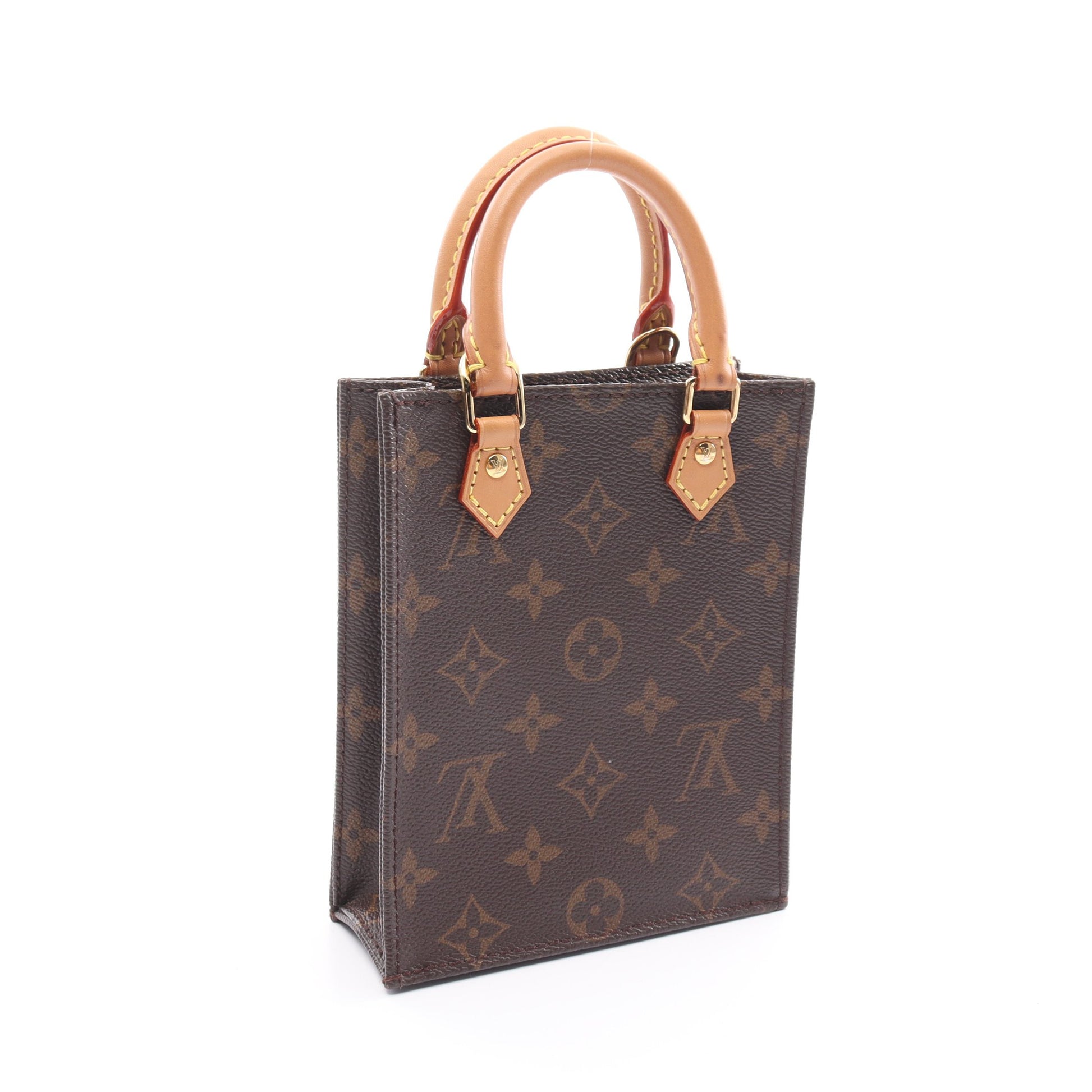 プティット サックプラ モノグラム ハンドバッグ PVC レザー ブラウン 2WAY ルイヴィトン バッグ LOUIS VUITTON