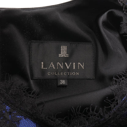 ドレスワンピース ノースリーブ レース レーヨン コットン ブラック ブルー ランバンコレクション ワンピース LANVIN COLLECTION