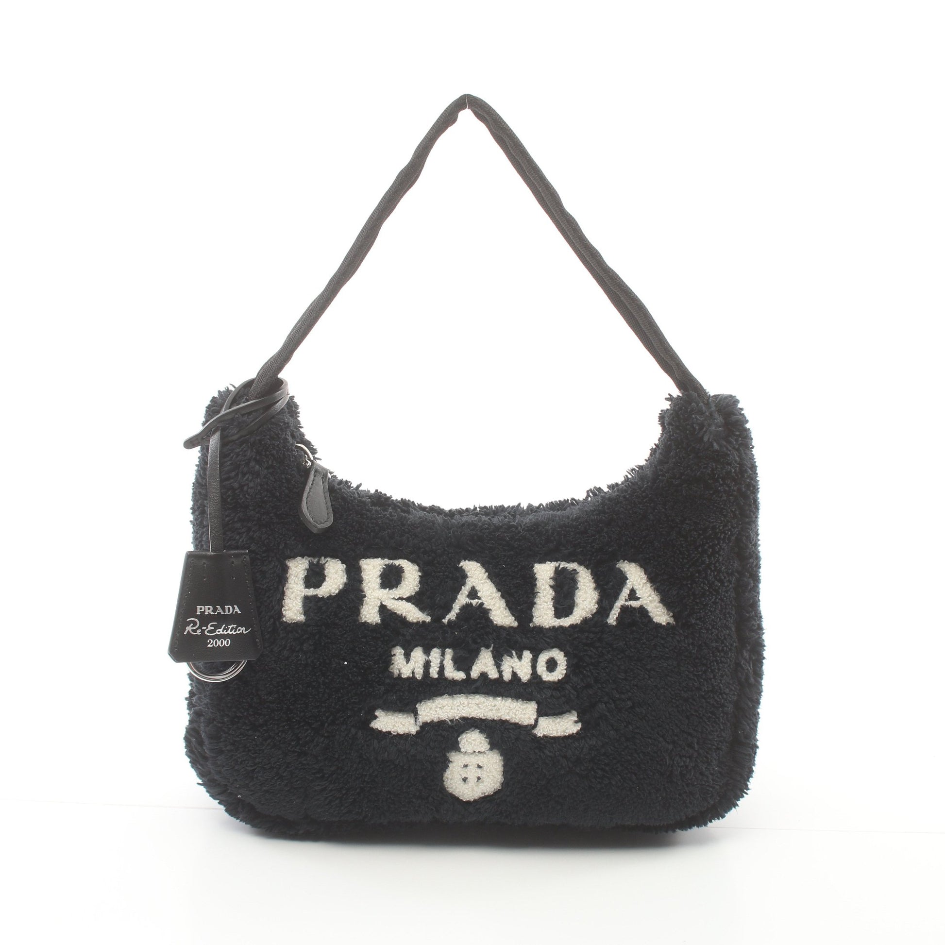 Re-Edition 2000 SPUGNA ミニバッグ ハンドバッグ ファブリック ブラック ホワイト プラダ バッグ PRADA