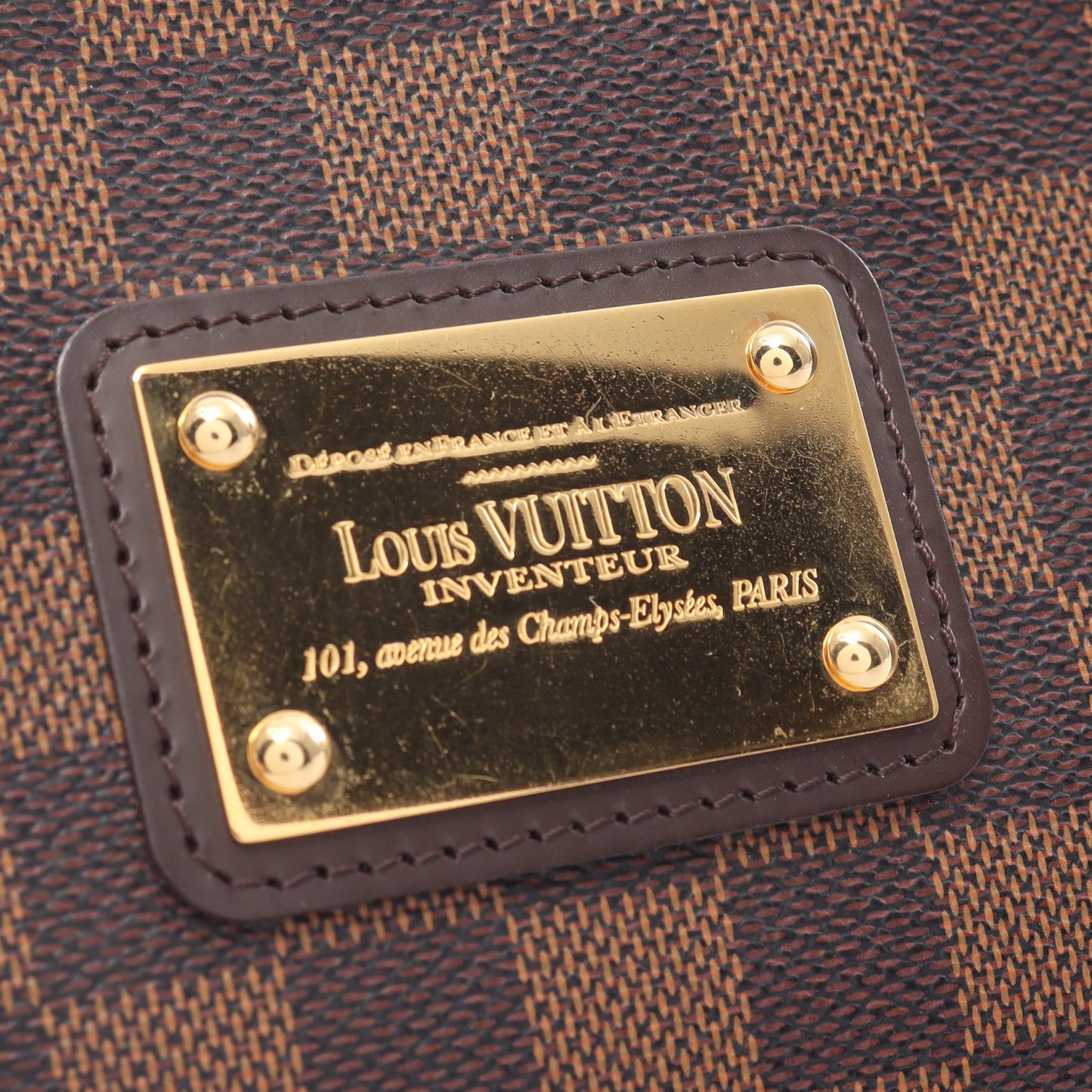 エヴァ ダミエエベヌ チェーンハンドバッグ PVC レザー ブラウン 2WAY ルイヴィトン バッグ LOUIS VUITTON