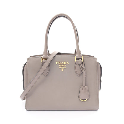 SAFFIANO + SOFT C ハンドバッグ サフィアーノレザー グレー 2WAY プラダ バッグ PRADA