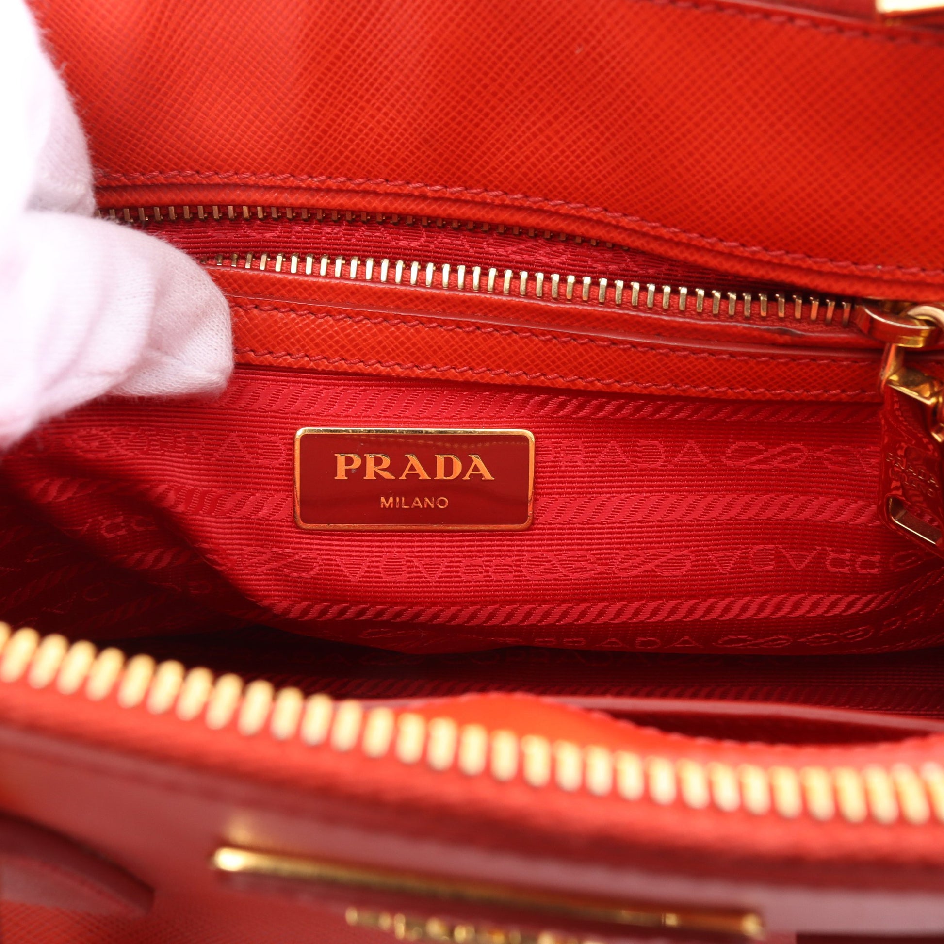 SAFFIANO LUX ハンドバッグ サフィアーノレザー オレンジレッド 2WAY プラダ バッグ PRADA