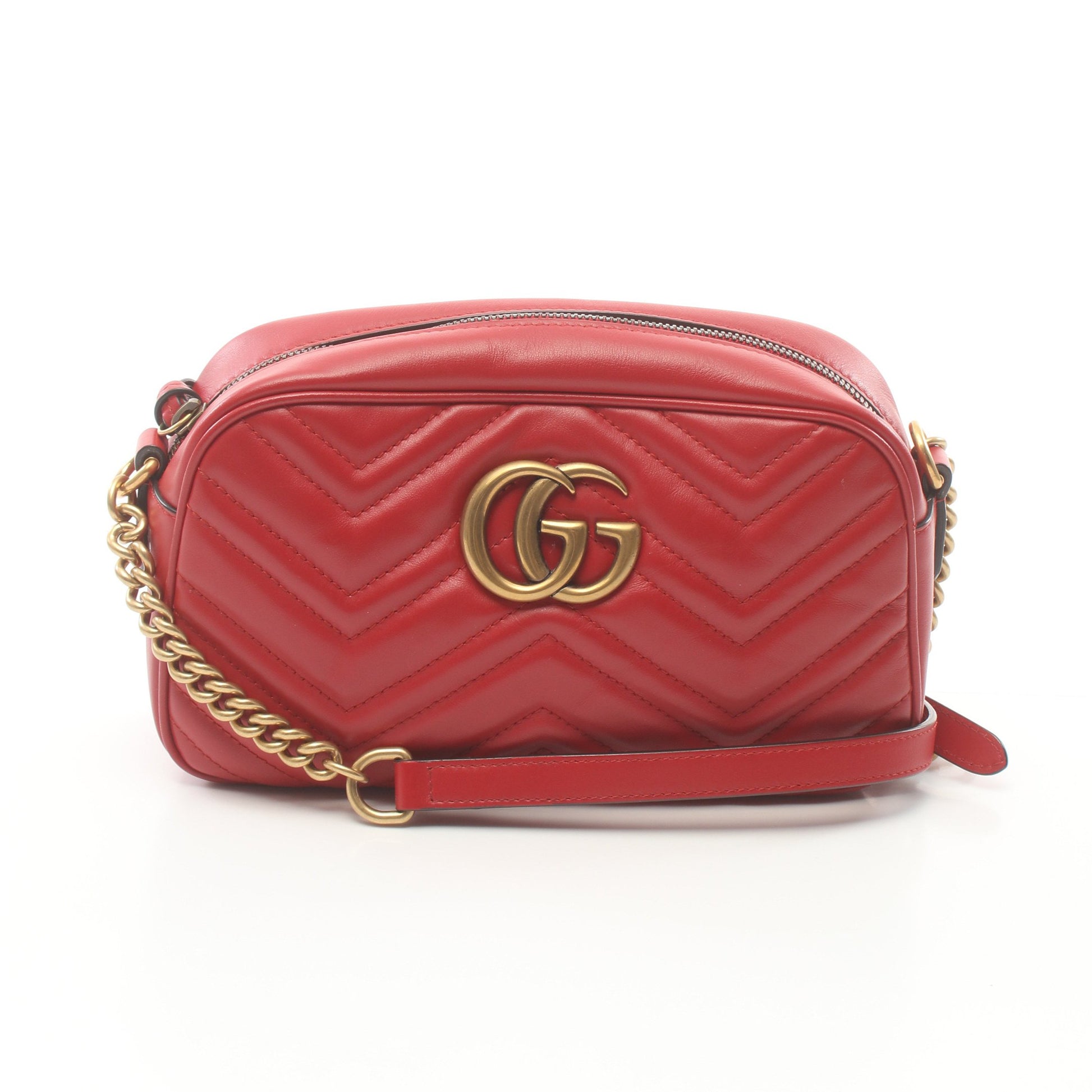 GGマーモント チェーンショルダーバッグ レザー レッド グッチ バッグ GUCCI