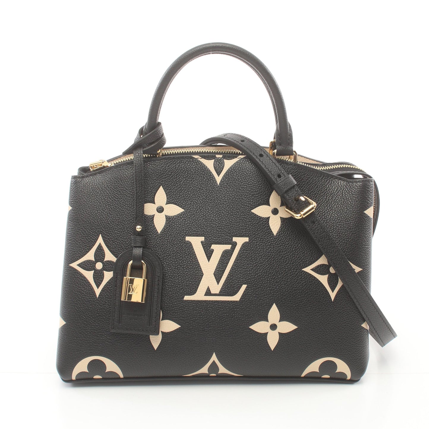 プティ パレPM バイカラーモノグラムアンプラント ハンドバッグ レザー ブラック ベージュ 2WAY ルイヴィトン バッグ LOUIS VUITTON