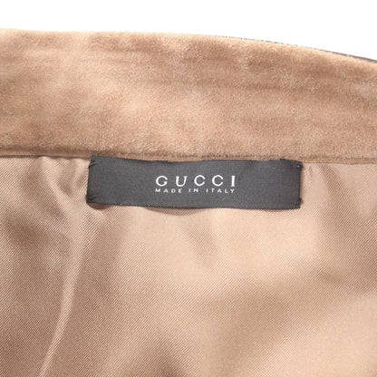 ジップアップ スカート スエード レザー ベージュ ブラウン グッチ ボトムス GUCCI