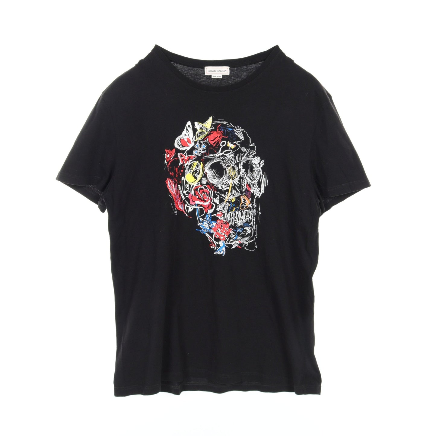 Tシャツ スカル ボタニカル コットン ブラック マルチカラー アレキサンダーマックイーン トップス ALEXANDER MCQUEEN