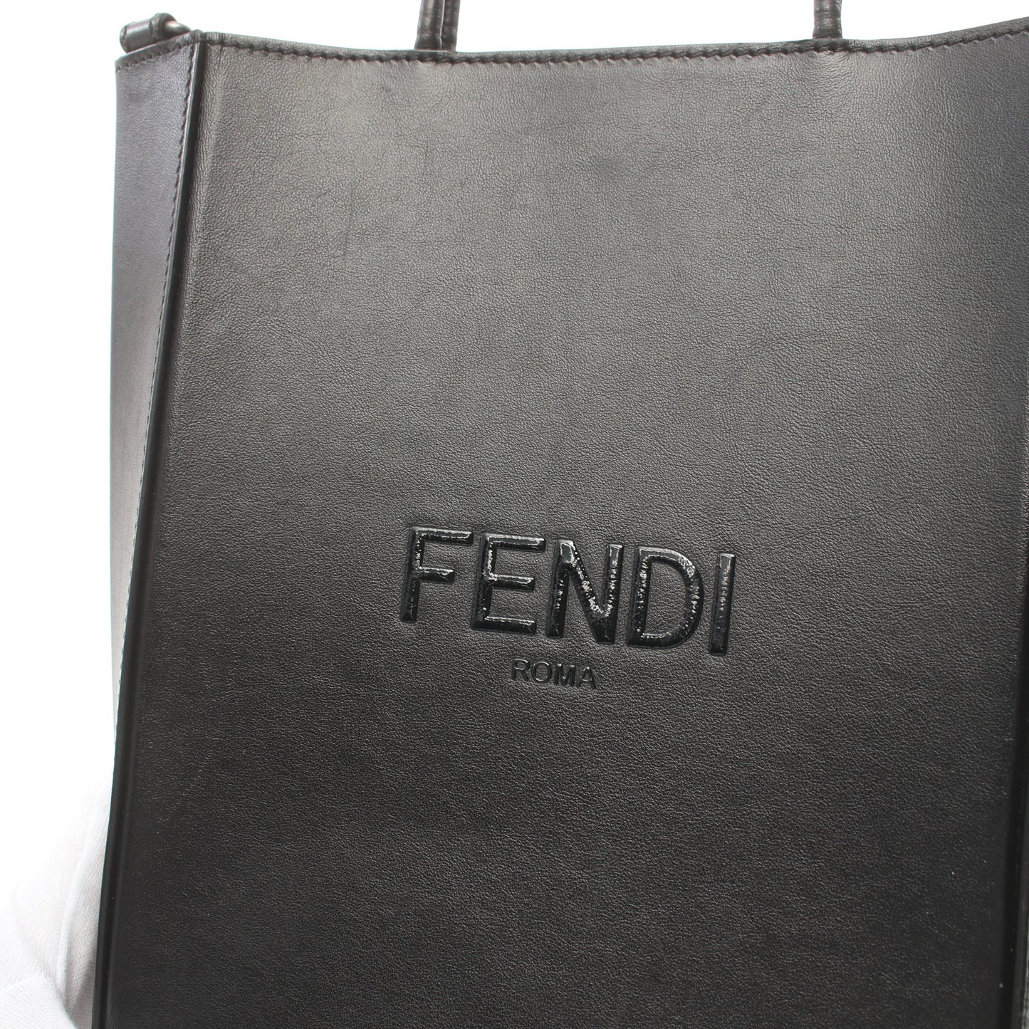 パック ショッピングバッグ スモール ハンドバッグ レザー ブラック 2WAY フェンディ バッグ FENDI