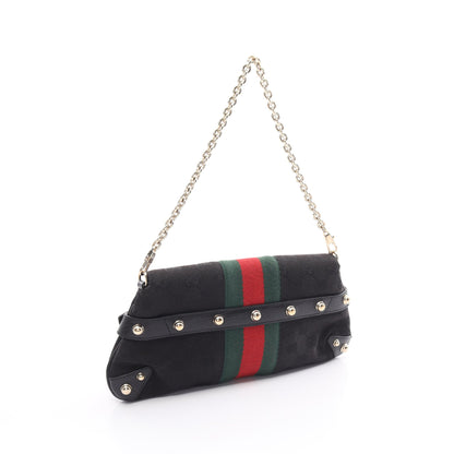 ホースビット GGキャンバス シェリーライン チェーンハンドバッグ キャンバス レザー ブラック マルチカラー グッチ バッグ GUCCI