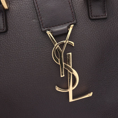 YSLライン ベイビー モノグラム カバス ハンドバッグ レザー ダークブラウン 2WAY サンローランパリ バッグ SAINT LAURENT PARIS