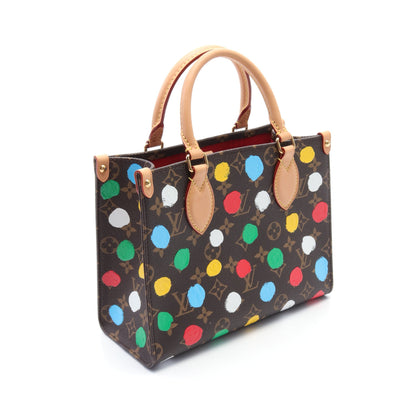 LOUIS VUITTON × yayoi kusama オンザゴーPM ハンドバッグ PVC レザー ブラウン マルチカラー 2WAY ルイヴィトン バッグ LOUIS VUITTON