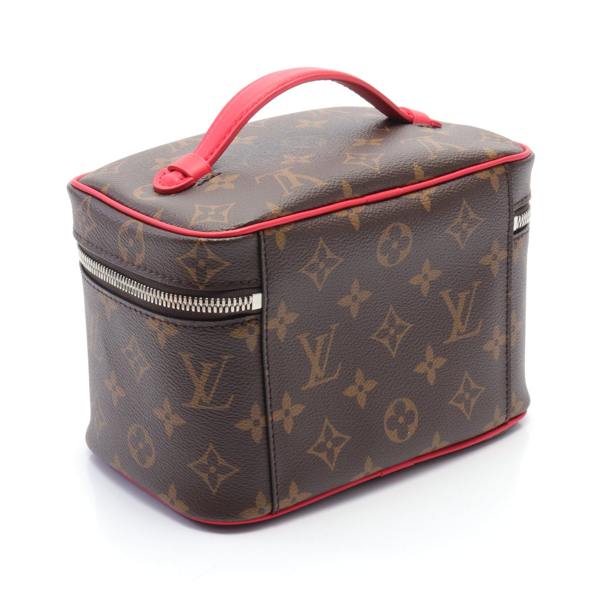 ニース ミニ モノグラムマカサー ハンドバッグ バニティバッグ PVC レザー ブラウン レッド ルイヴィトン バッグ LOUIS VUITTON