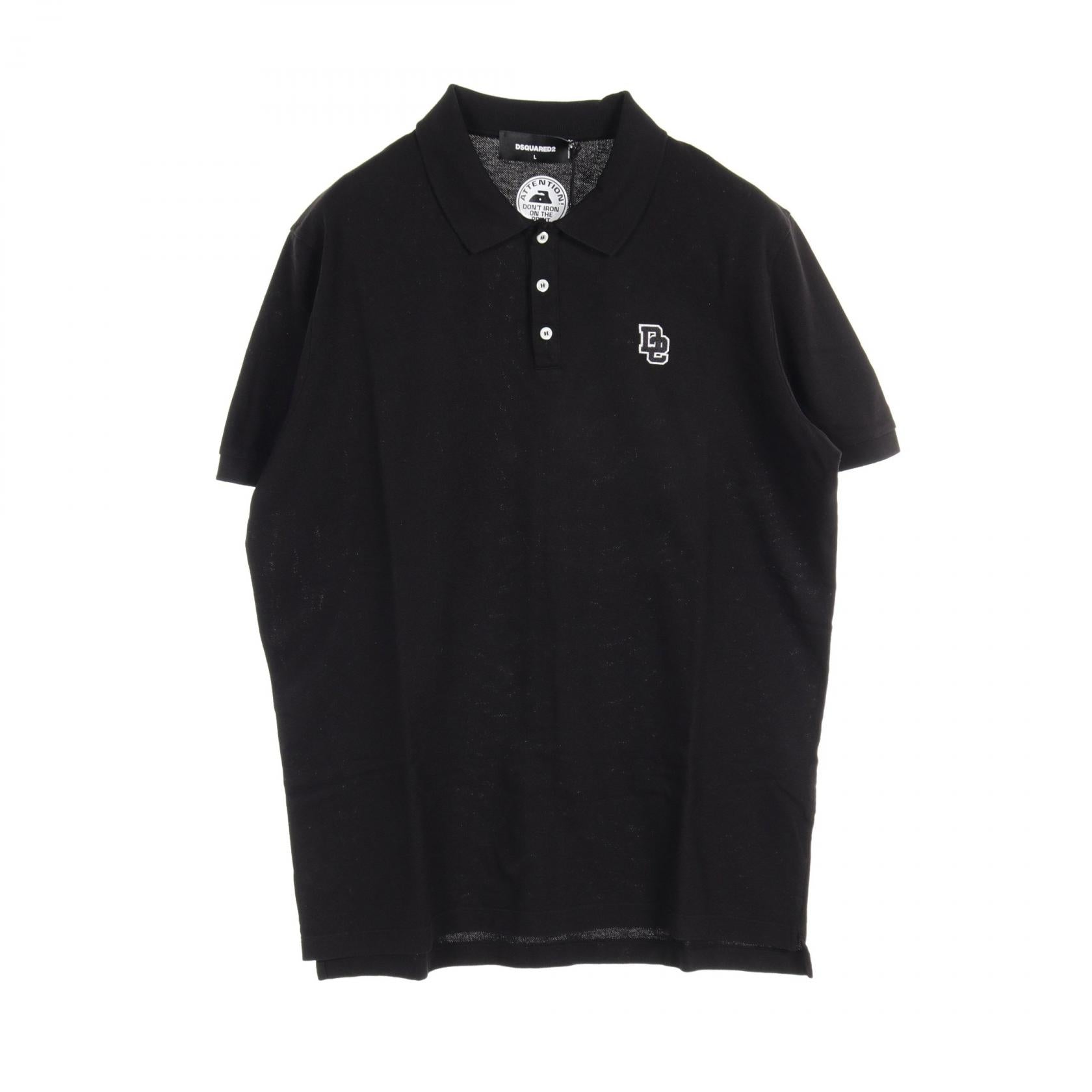 Tennis Fit Polo ポロシャツ コットン ブラック ディースクエアード トップス DSQUARED2