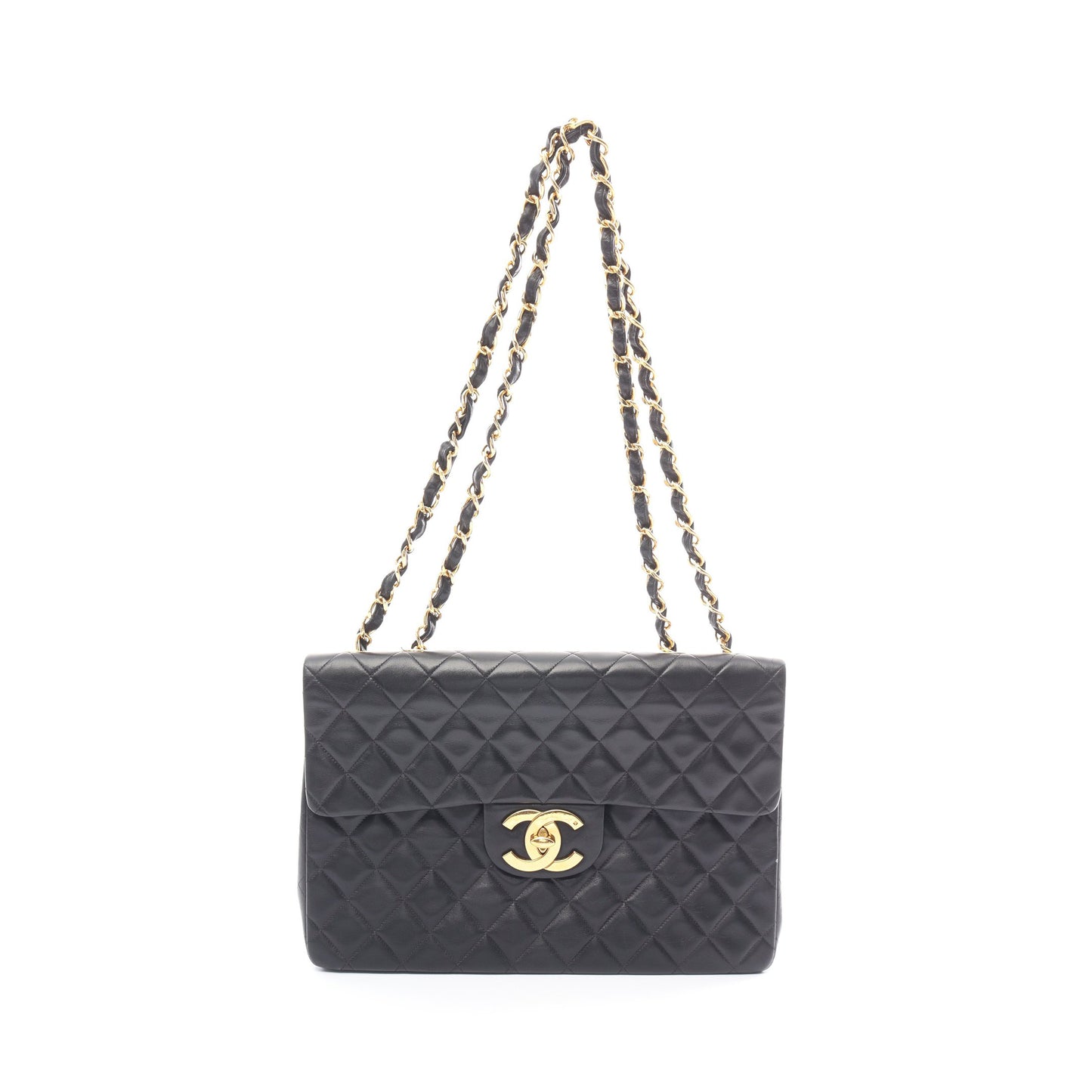 デカマトラッセ34 Wチェーンショルダーバッグ ラムスキン ブラック ゴールド金具 シャネル バッグ CHANEL