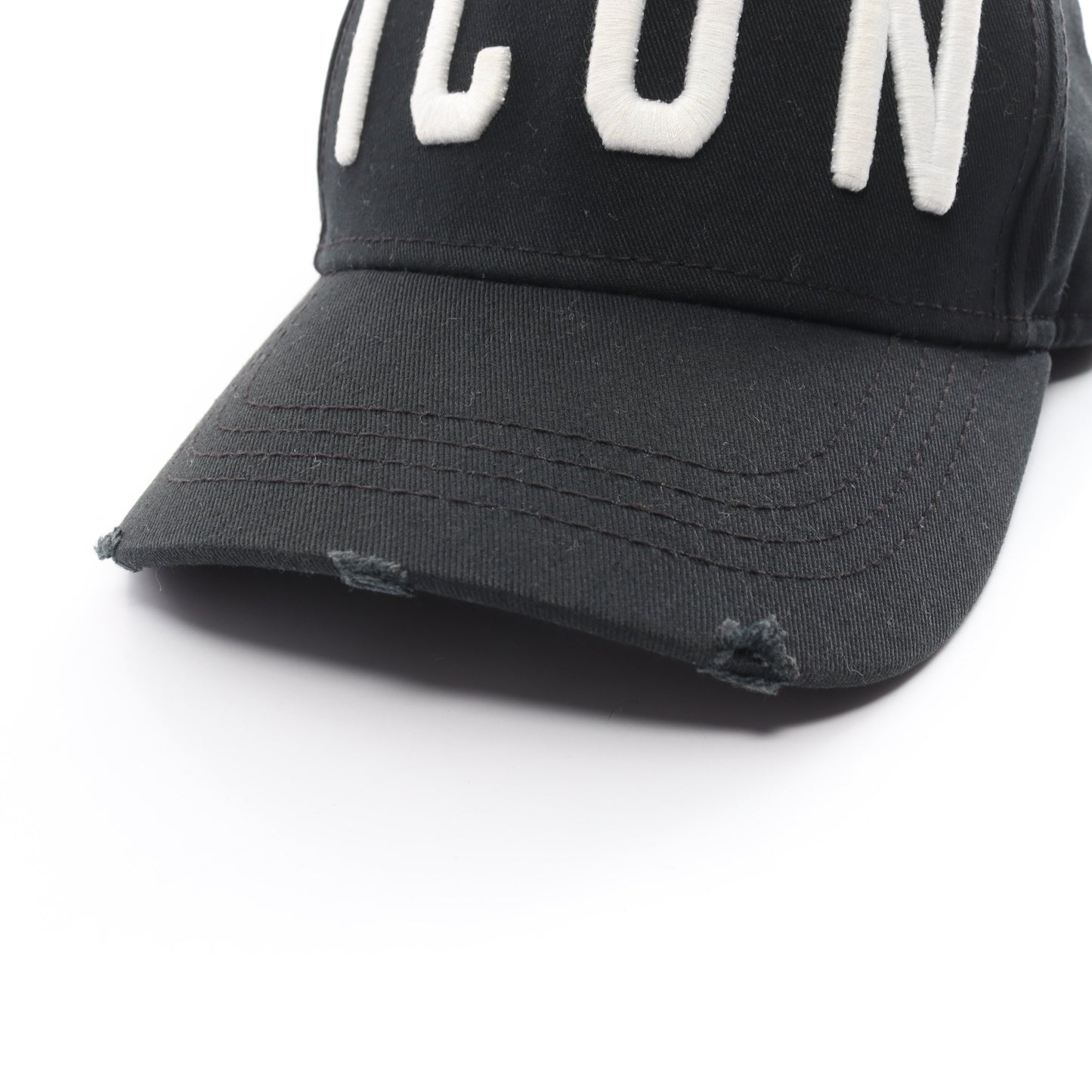 ICON キャップ コットン ブラック ダメージ加工 ディースクエアード 財布・小物 DSQUARED2