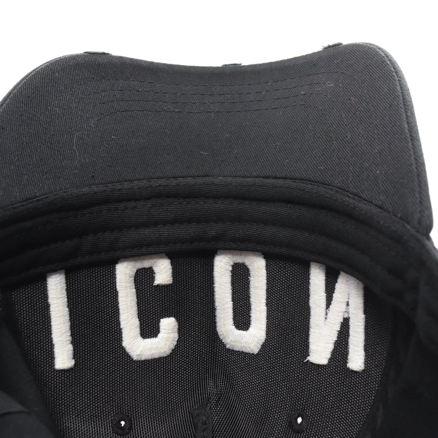 ICON キャップ コットン ブラック ダメージ加工 ディースクエアード 財布・小物 DSQUARED2