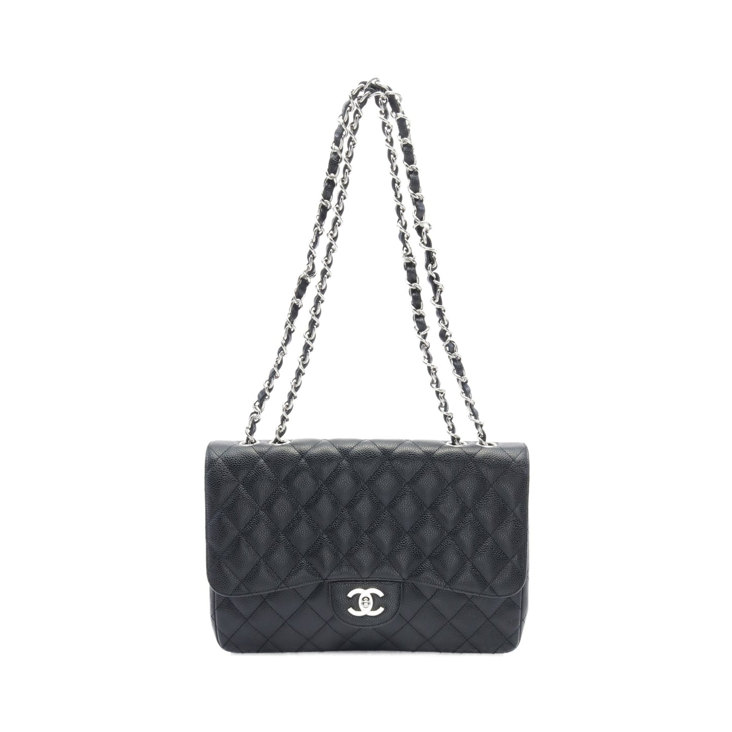 デカマトラッセ30 Wチェーンショルダーバッグ キャビアスキン ブラック シルバー金具 シャネル バッグ CHANEL