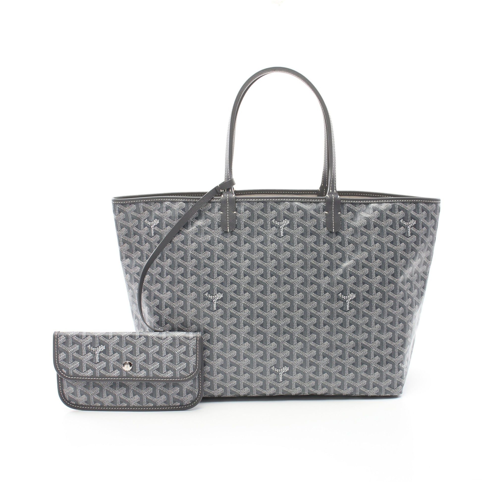 サンルイPM ハンドバッグ トートバッグ コーティングキャンバス レザー グレー ホワイト ゴヤール バッグ GOYARD