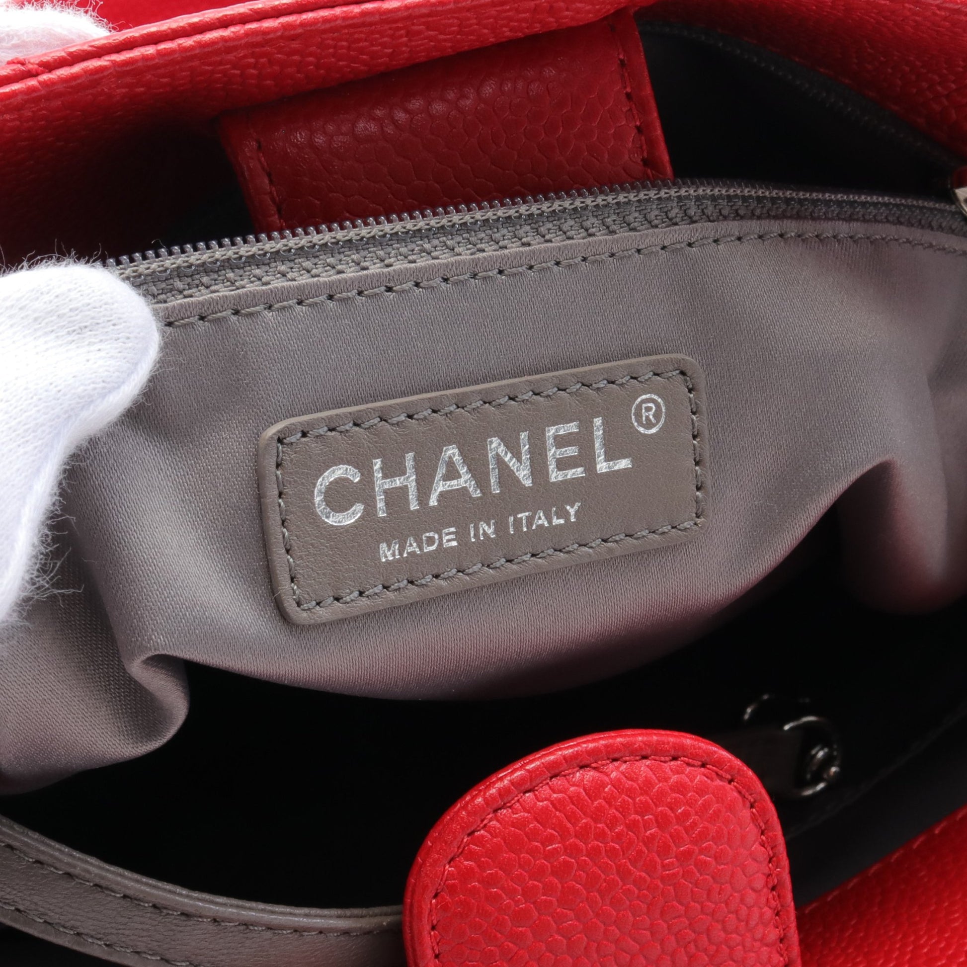 マトラッセ PST チェーンショルダーバッグ チェーントートバッグ キャビアスキン レッド シルバー金具 シャネル バッグ CHANEL